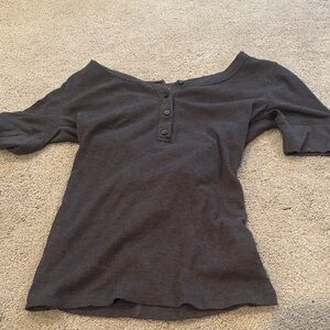 Lucky Brand Charcoal Short Sleeve Top